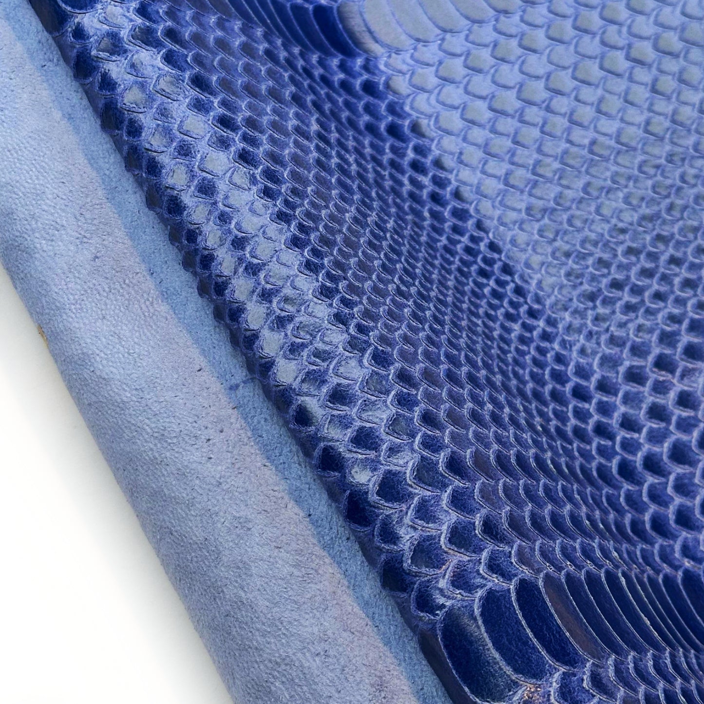 Blue Lambskin Leather With Laser Cut Snake Print 0.8mm/2oz Blue Snake 1618