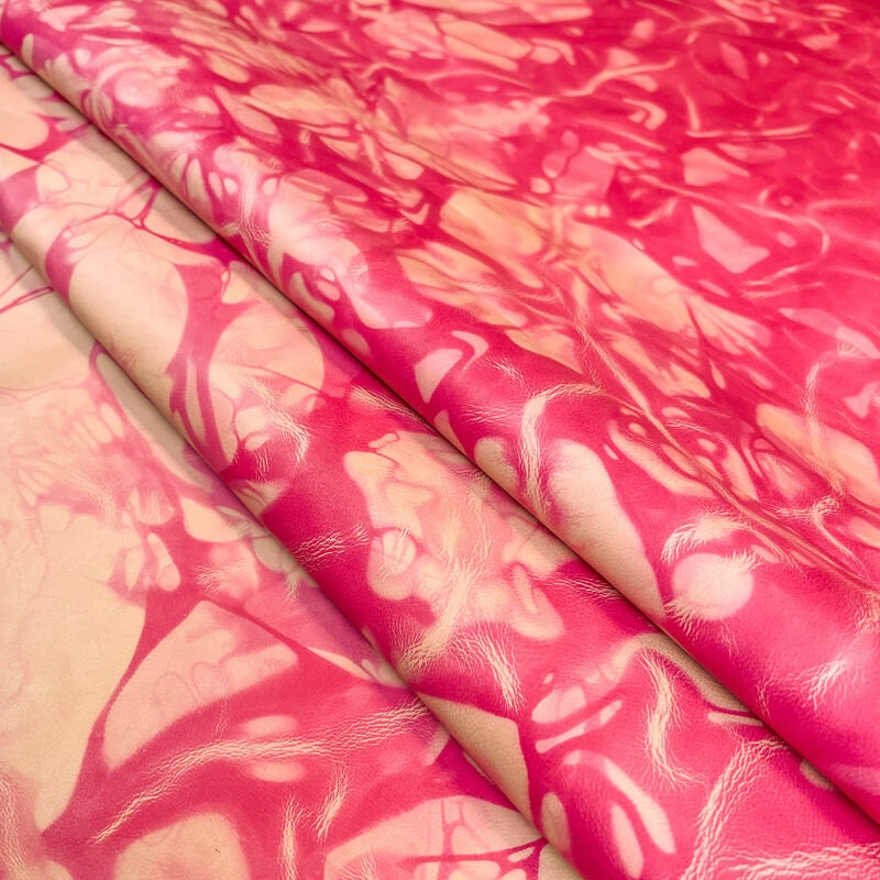 Pink Tie Dye Print Lambskin Leather 0.6mm/1.5oz / PINK TIE DYE 1388