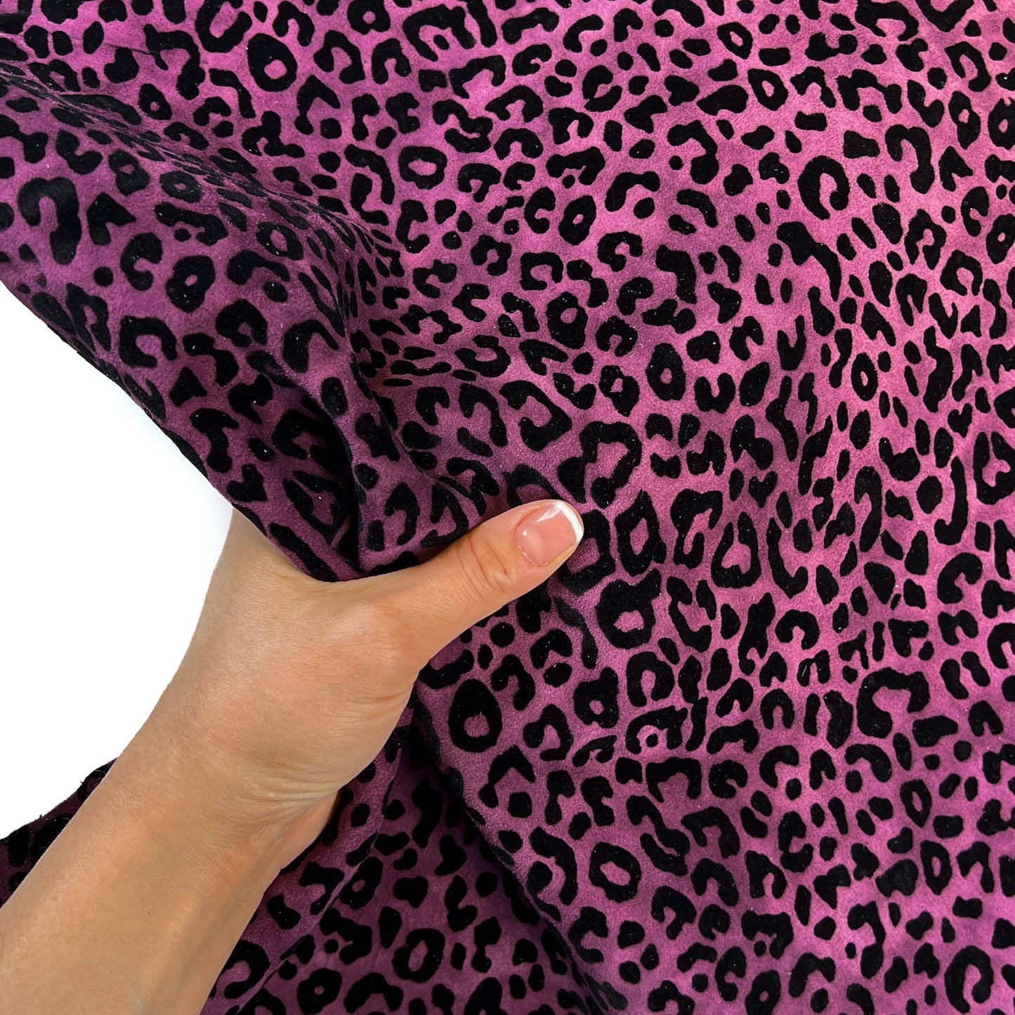 Purple Black Lambskin Suede With Leopard Print 0.8-1.2mm/2-3oz