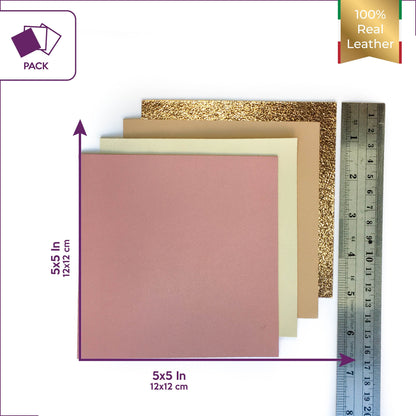 Pink, Beige, Rose Gold, White 4 pcs Set 5x5in Leather Sheet