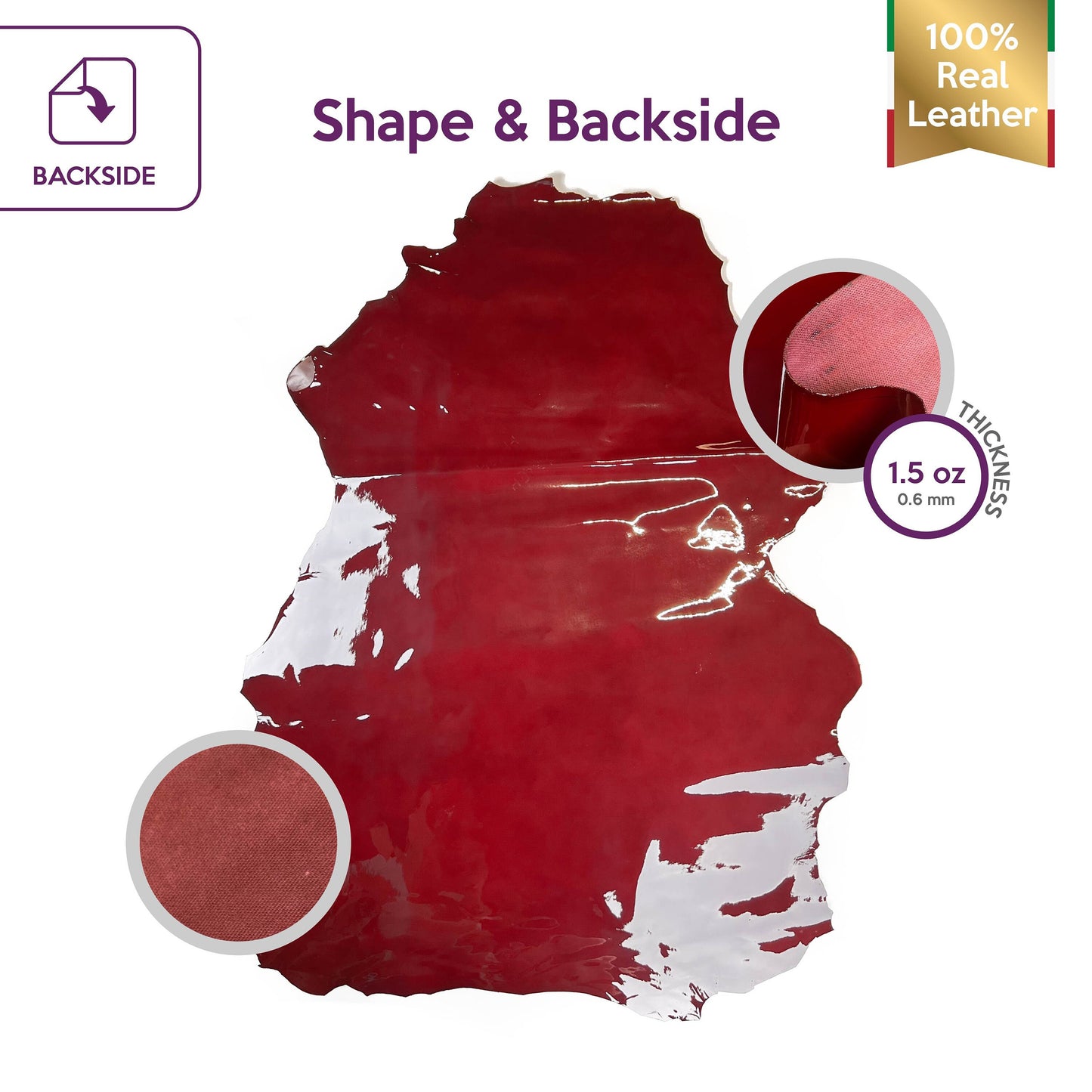 Dark Red Patent Lambskin Thin 0.6mm/1.5oz / RHUBARB PATENT 1403