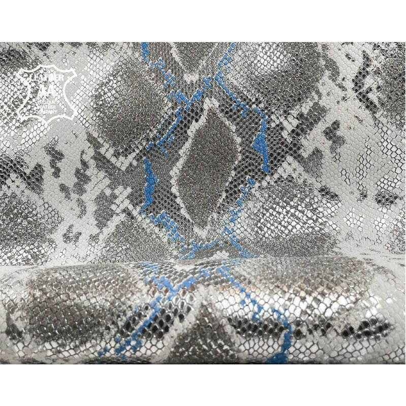 White Snake Print Lambskin With Silver And Blue 0.9mm/2.25oz / ONTARIO SNAKE 1091