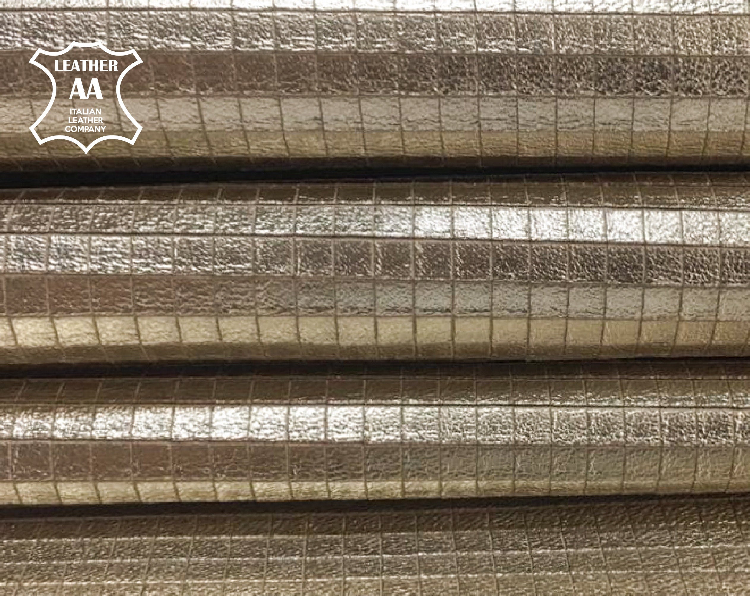 Light Gold Metallic Lambskin With Print 1.0mm/2.5oz / GOLD SQUARES 791
