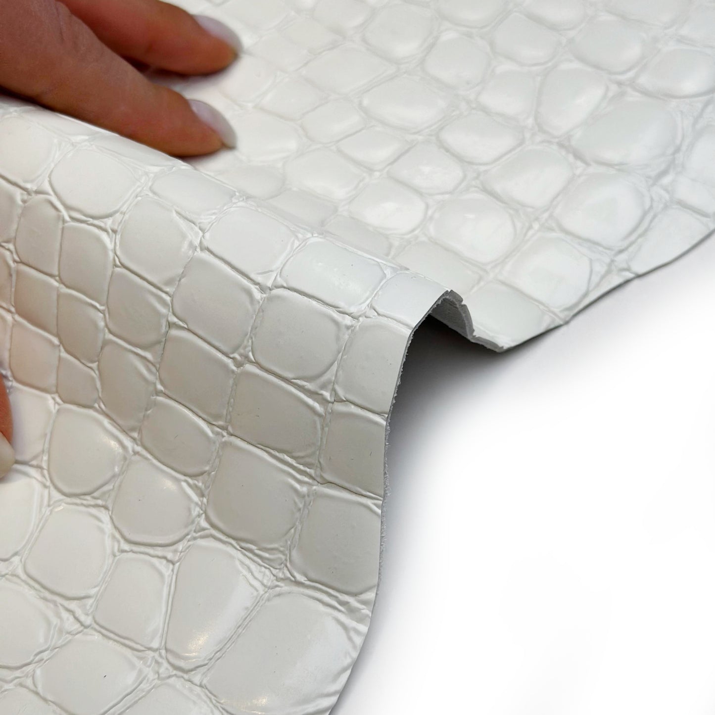 White Patent Lambskin With Crocodile Print 1.1-1.2mm WHITE CROCO 1589