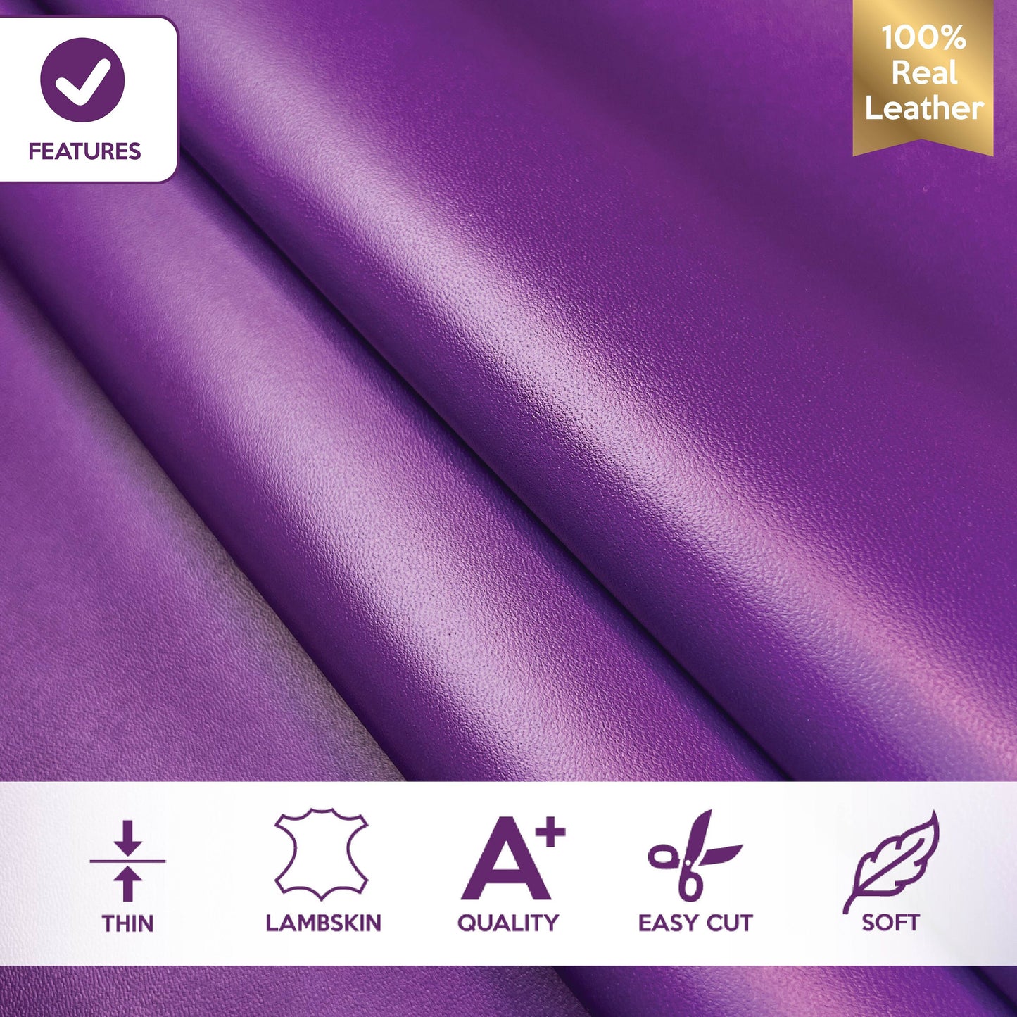 Purple Lambskin Leather 0.8mm/2oz / PURPLE PASSION 123