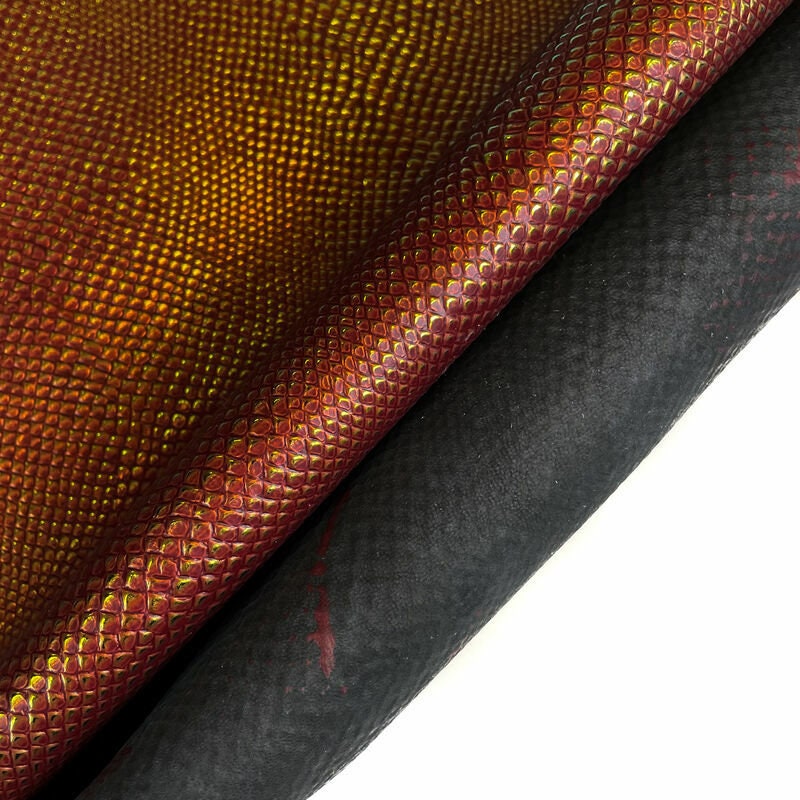 Metallic Red Lambskin With Lizard Print 1mm/2.5oz / RED LIZARD 1238