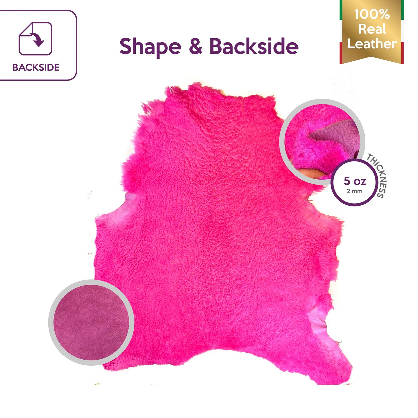 Neon Pink Lambskin Fur Hides 2mm/2oz / NEON SHEARLING 1407