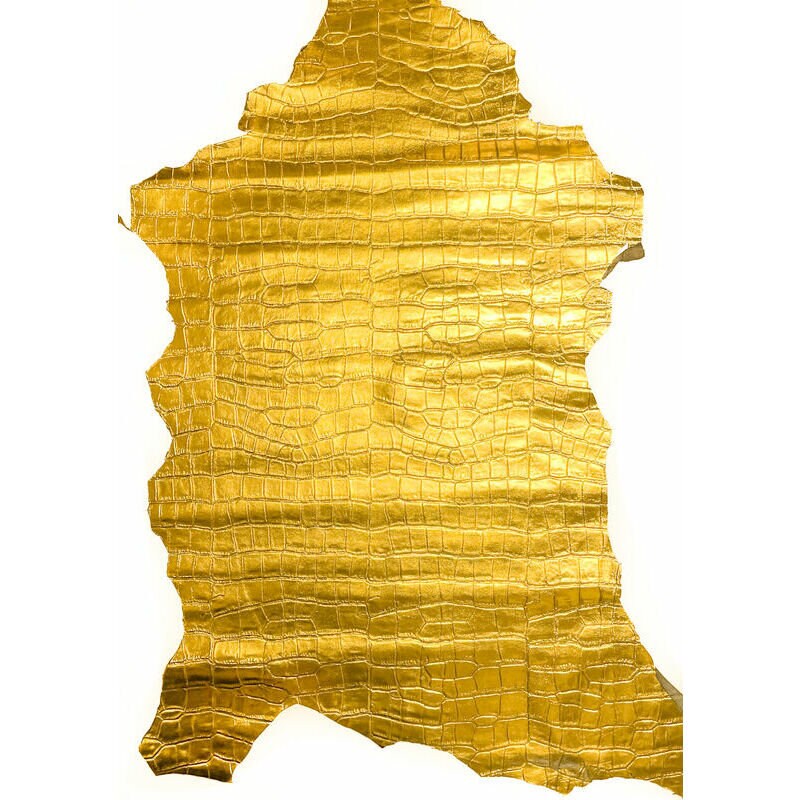 Gold Lambskin Leather With Crocodile Print 0.8mm/2oz / GOLD ALLIGATOR 1315