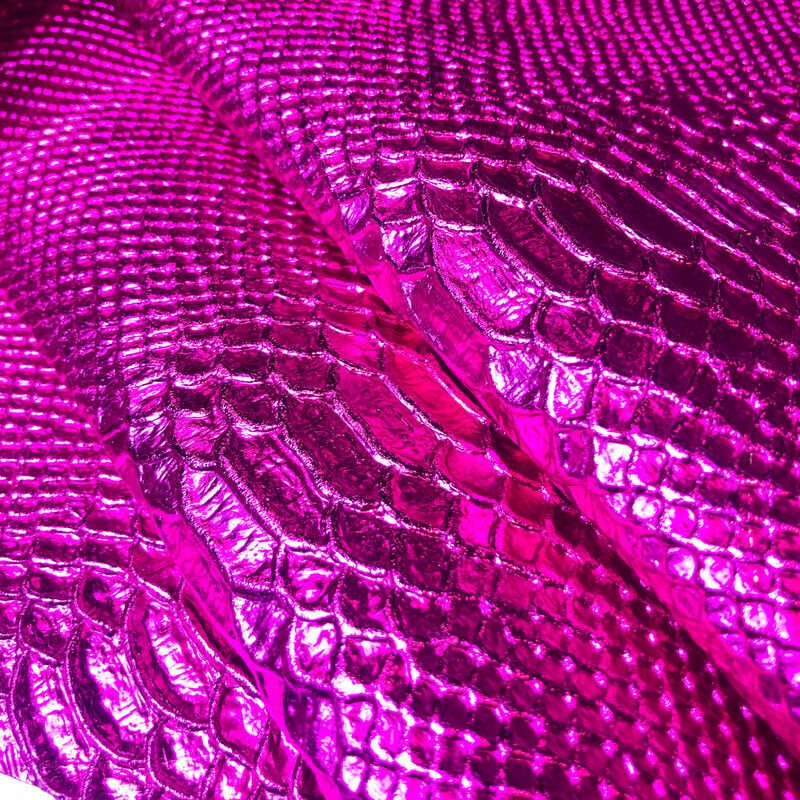 Fuchsia Metallic Lambskin Hides With Snake Prin FUCHSIA SNAKE 1034 0.7mm/1.75oz