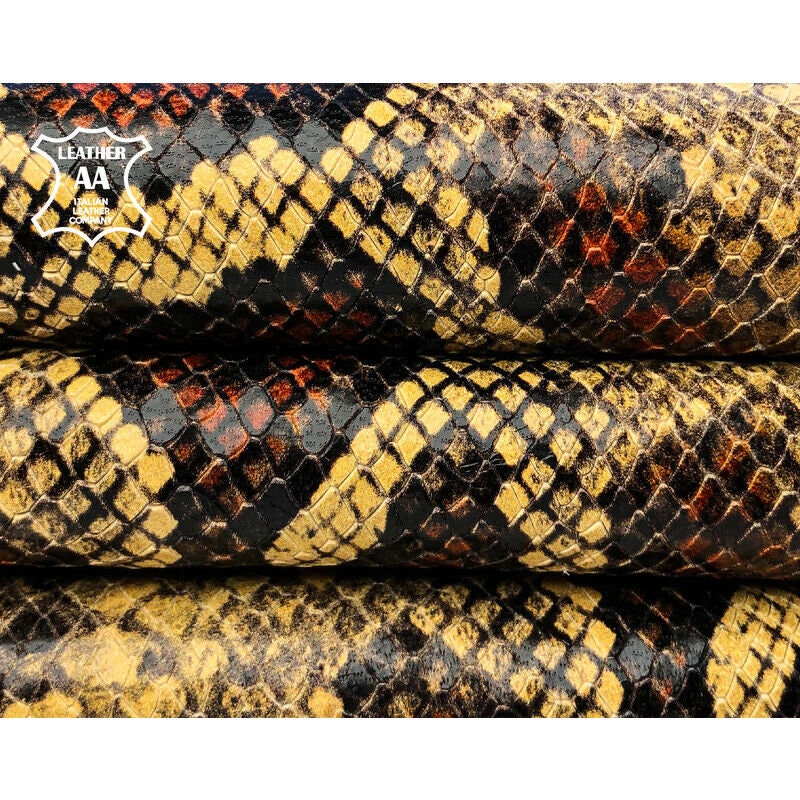 Mix leather scraps -PYTHON and SNAKE textured- fancy textures