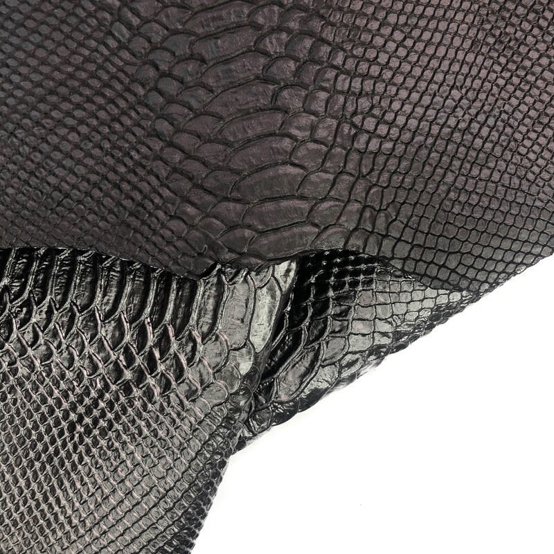 Dark Silver Snake Print Lambskin Leather 0.8mm/2oz / DARK SILVER SNAKE 893