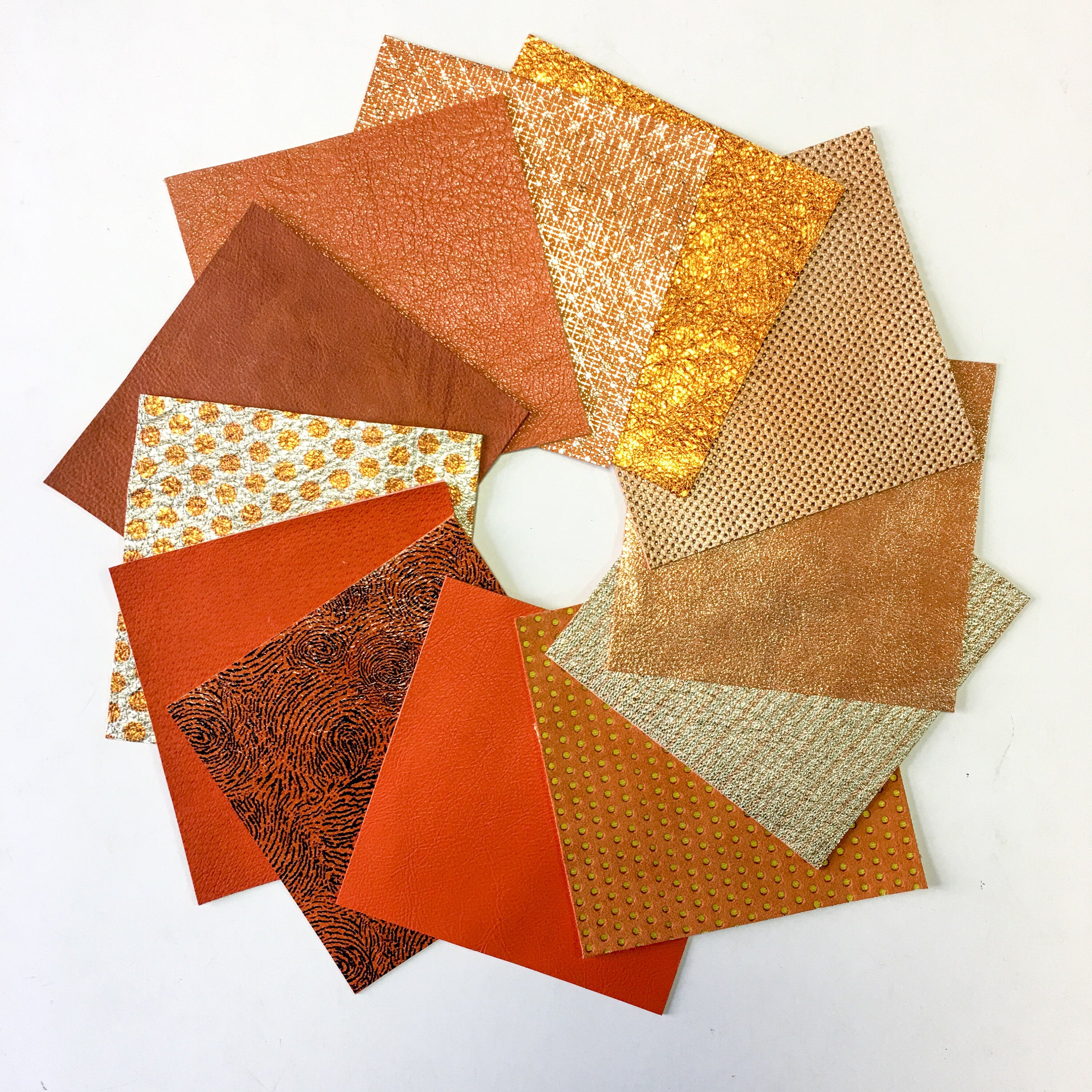 Orange Mix Shades 5x5in Genuine Leather 4 or 8 mix pcs