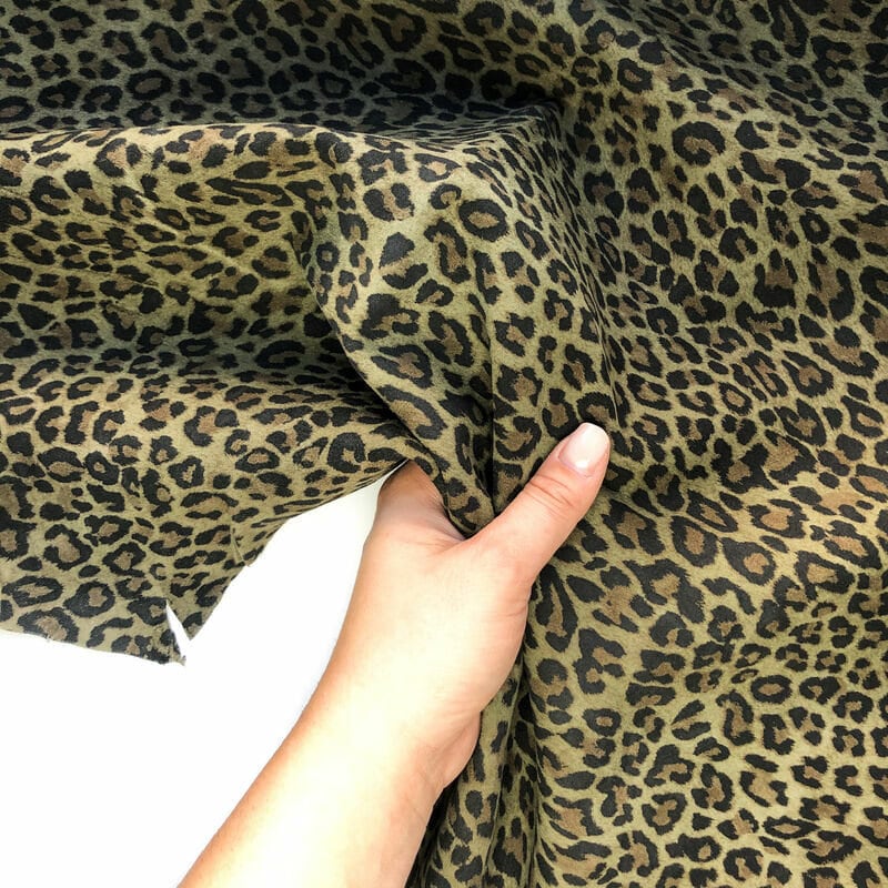 Khaki Leopard Print Lambskin 0.8mm/2oz / KHAKI LEOPARD 988