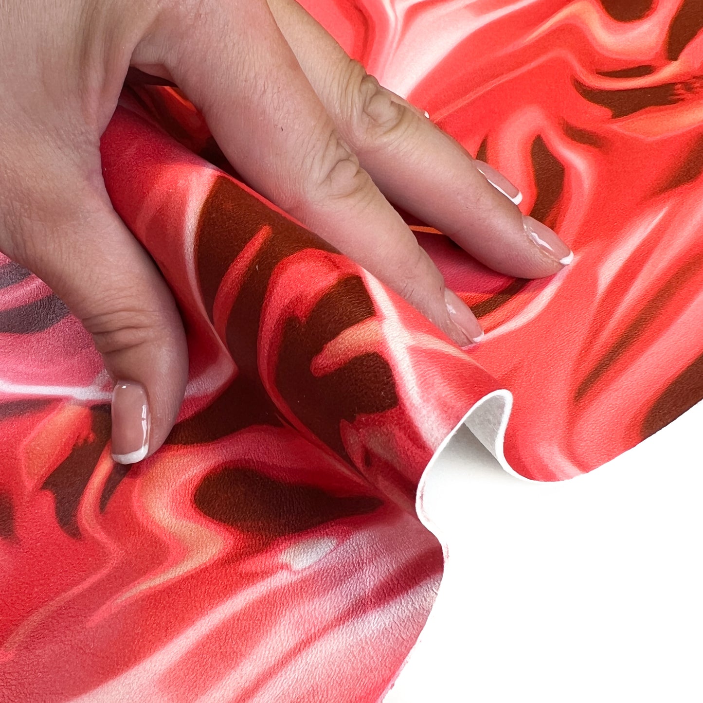 Red Abstract Tie Dye Rose Lambskin With Print Thick 1.1mm/2.75oz / 1452