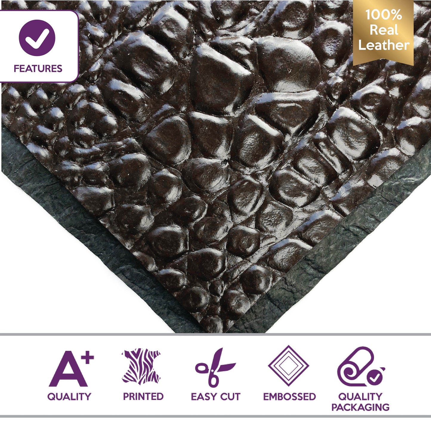 Dark Brown Lambskin Crocodile Sheets 1.75oz/0.7mm / CHOCOLATE CROCODILE 930