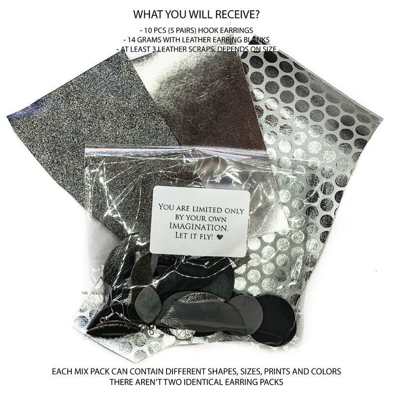 DIY Lambskin Leather Earring Kit / MIX Pack / 925 Silver Earring Hooks