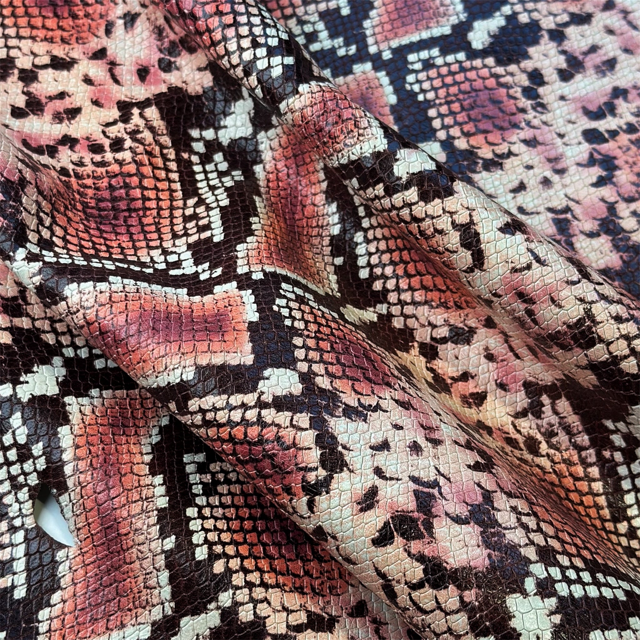 Pink Snake Print On Lambskin 7 - 8 sqft Hides Thick 1-1.1mm/2.5-2.75oz PINK SNAKE 1541