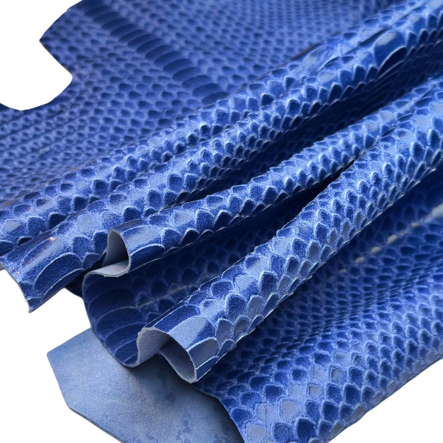 Blue Lambskin Leather With Laser Cut Snake Print 0.8mm/2oz Blue Snake 1618