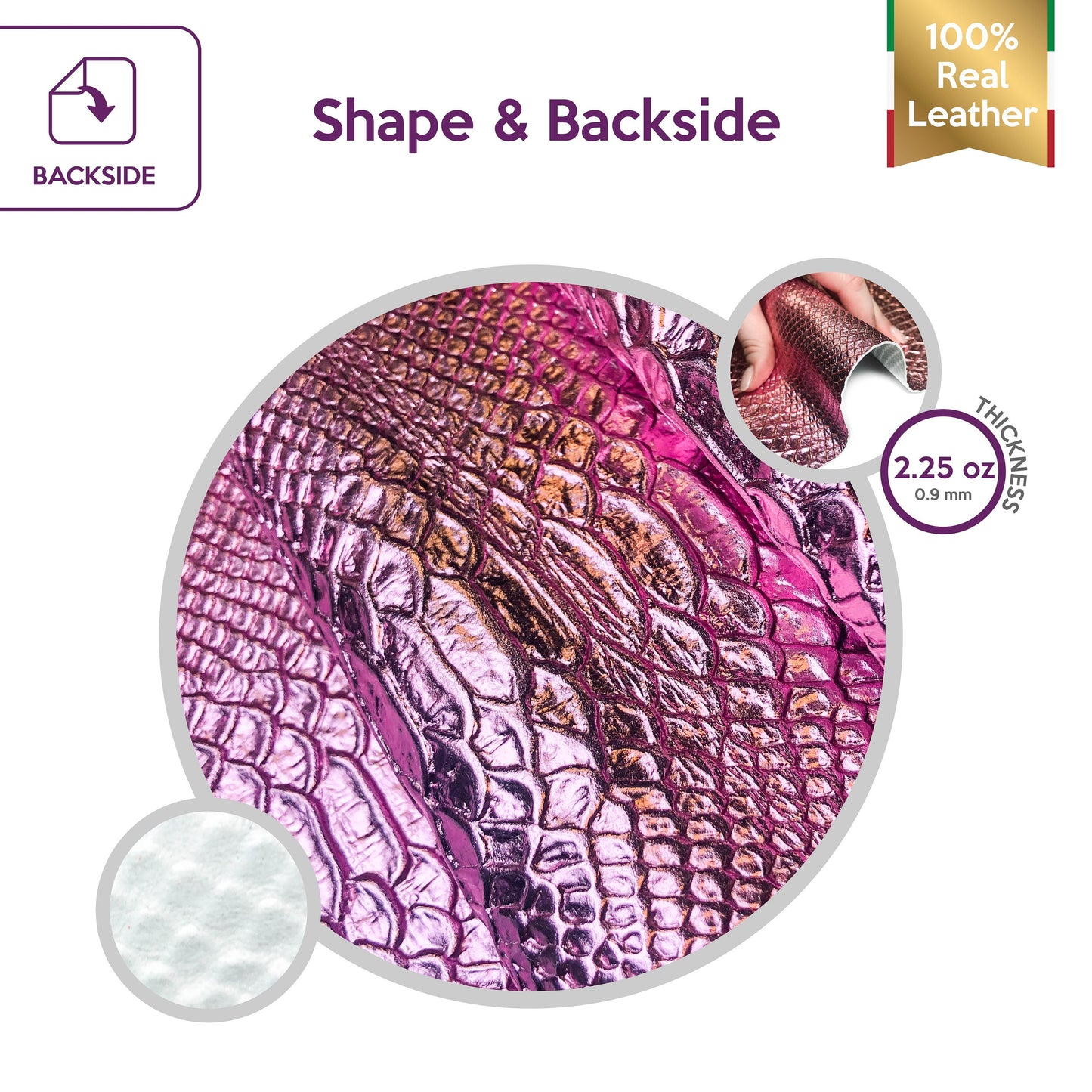 Pink Metallic Lambskin With Snake Print 0.9mm/2.25oz ROSE SNAKE 1035