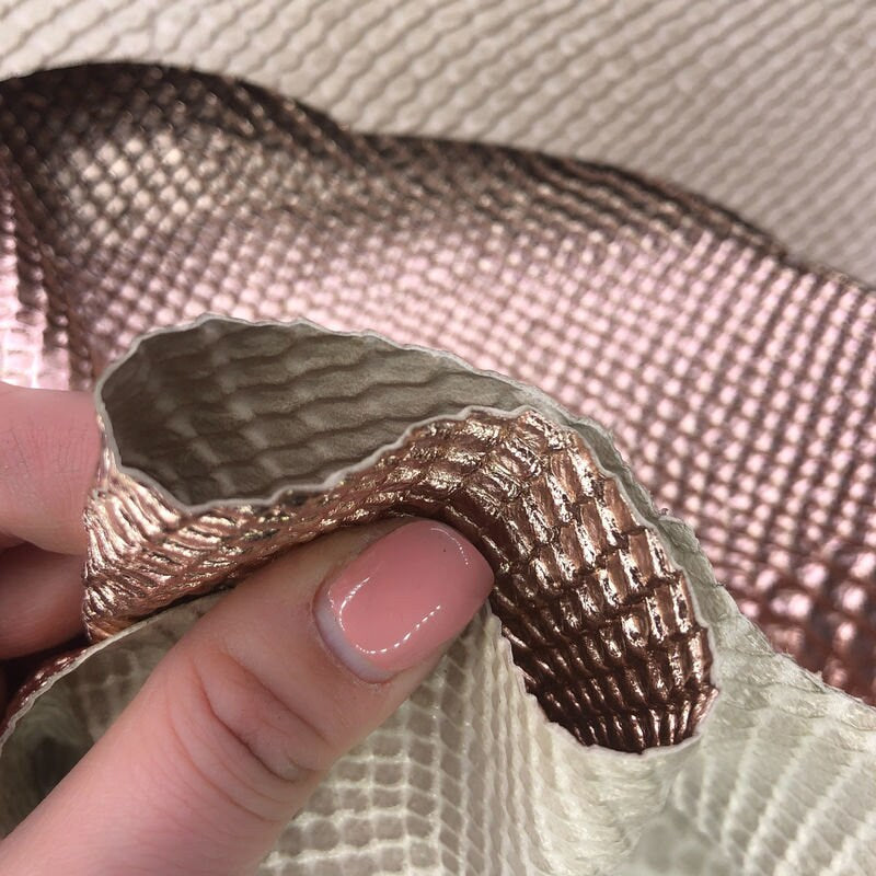 Rose Gold Lambskin With Snake Print 0.7mm/1.75oz / ROSE GOLD SNAKE 896