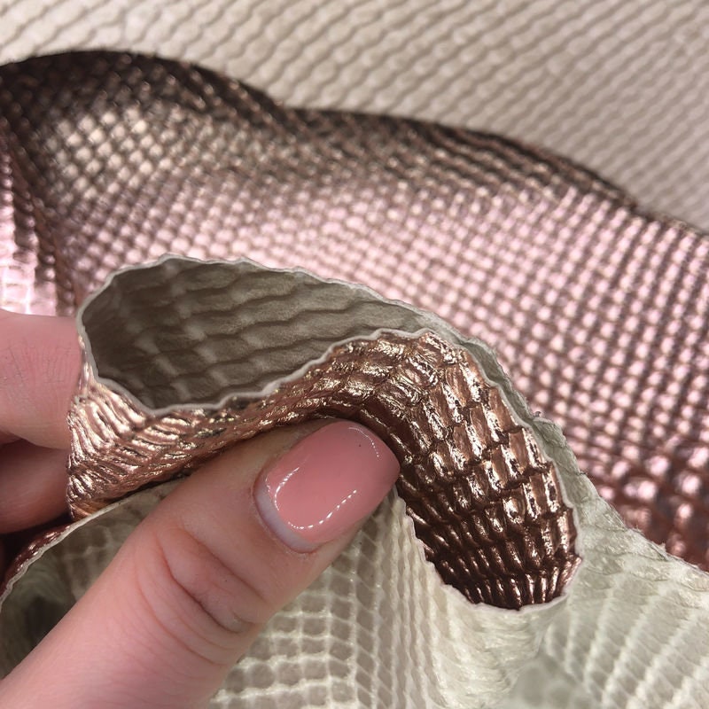 Rose Gold Lambskin With Snake Print 0.7mm/1.75oz ROSE GOLD SNAKE 896