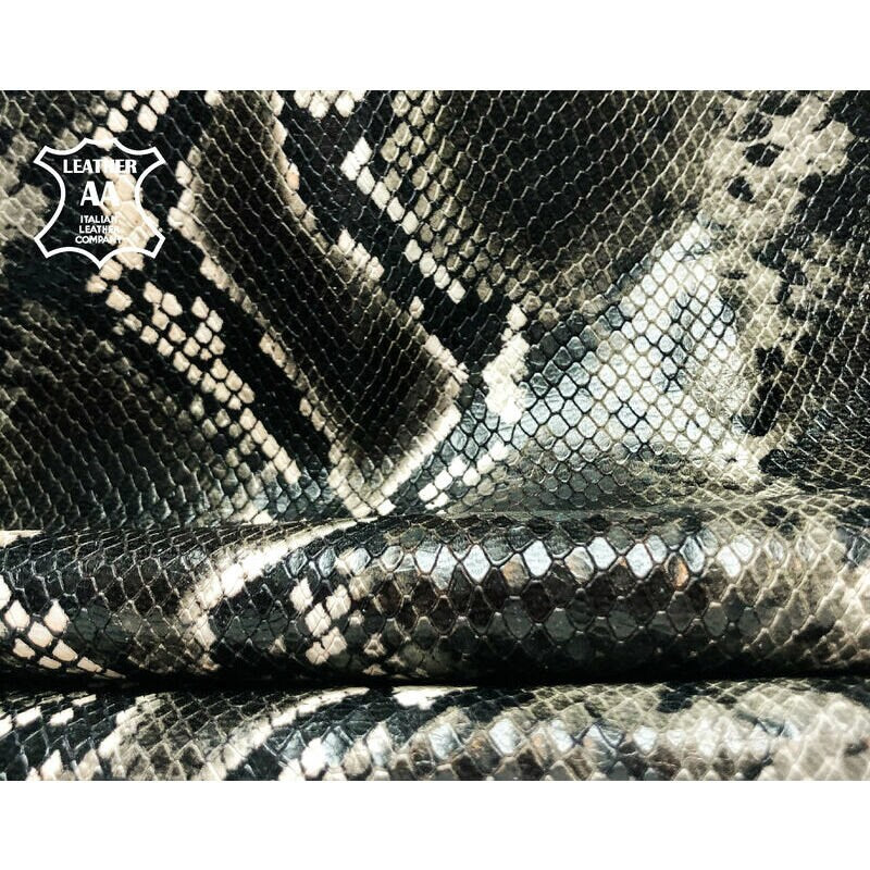 Dark Green Lambskin With Snake Print 0.8mm/2oz / WATER SNAKE 992