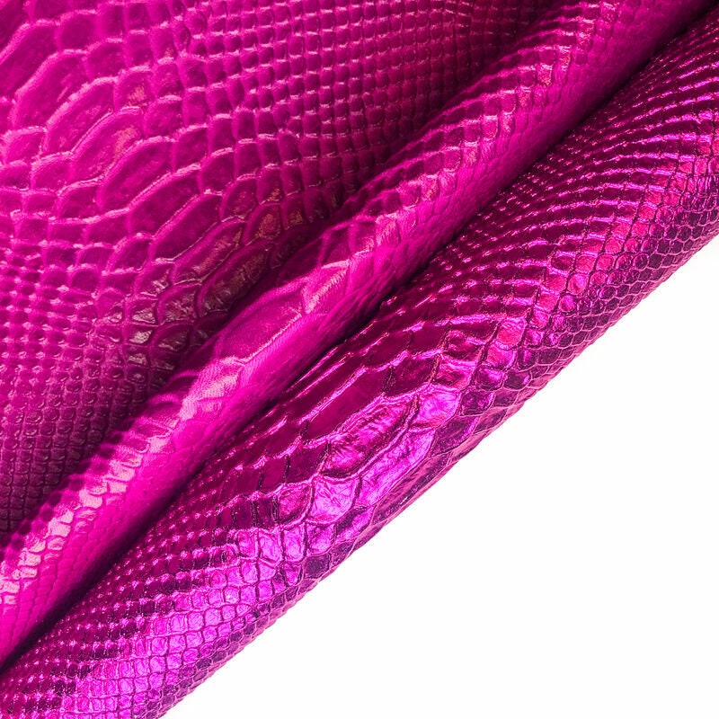 Fuchsia Metallic Lambskin Hides With Snake Prin FUCHSIA SNAKE 1034 0.7mm/1.75oz