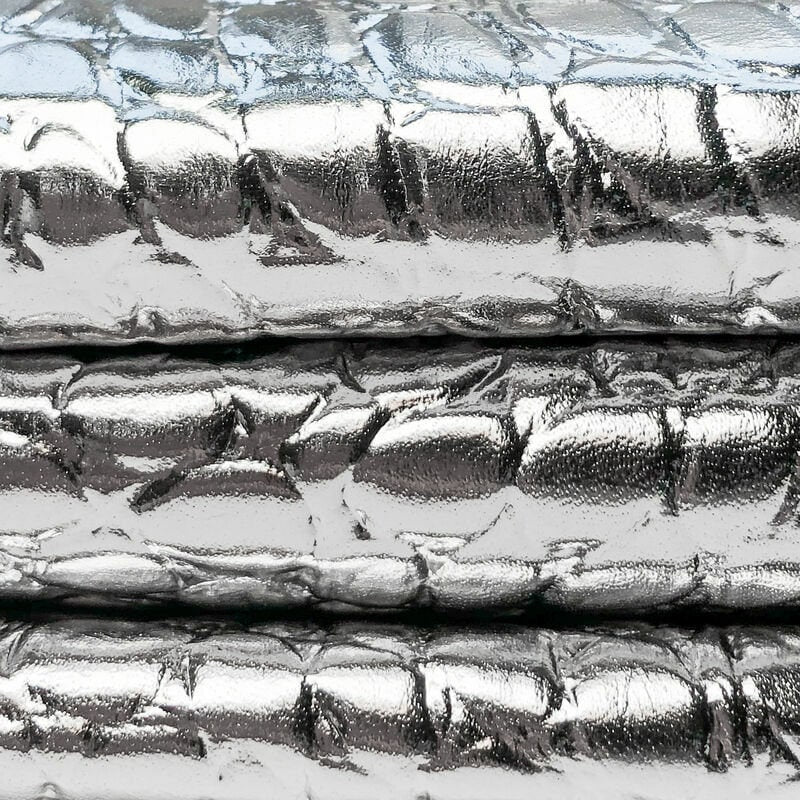 Metallic Silver Lambskin With Crocodile Print 0.6mm/1.5oz SILVER CROCODILE 1017