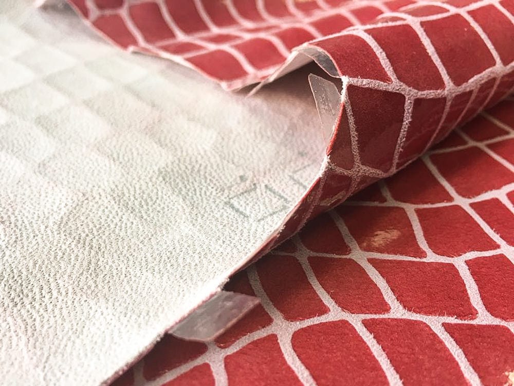 Red White Lambskin With Snake Print 0.5mm/1.4oz / RED SNAKE 447