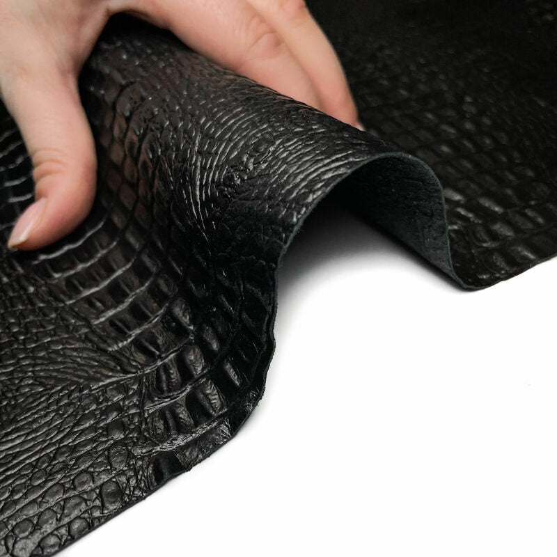 Black Crocodile Print Lambskin 0.8mm/2oz / GENUINE CROCODILE PRINT 1051