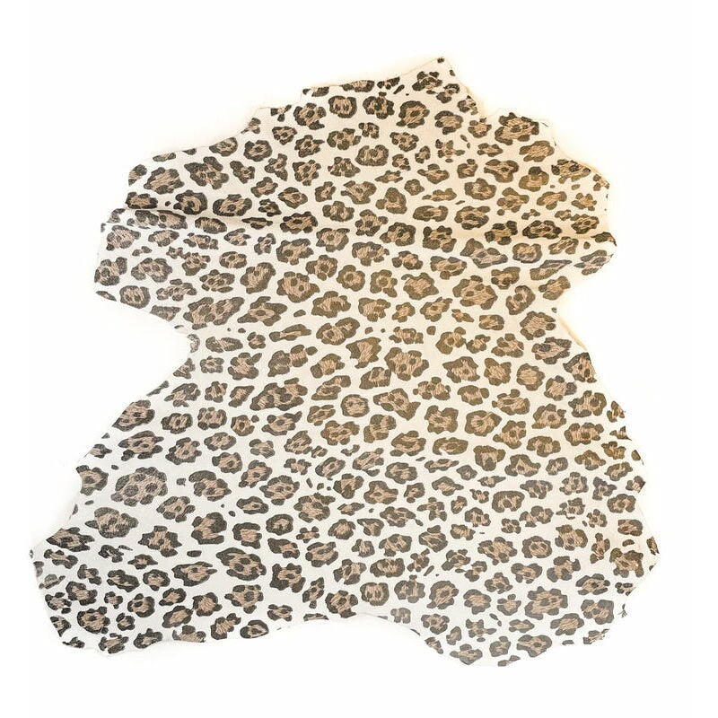 White Jaguar Spots Lambskin Leather 0.8 mm/2oz / WHITE LEOPARD 1374