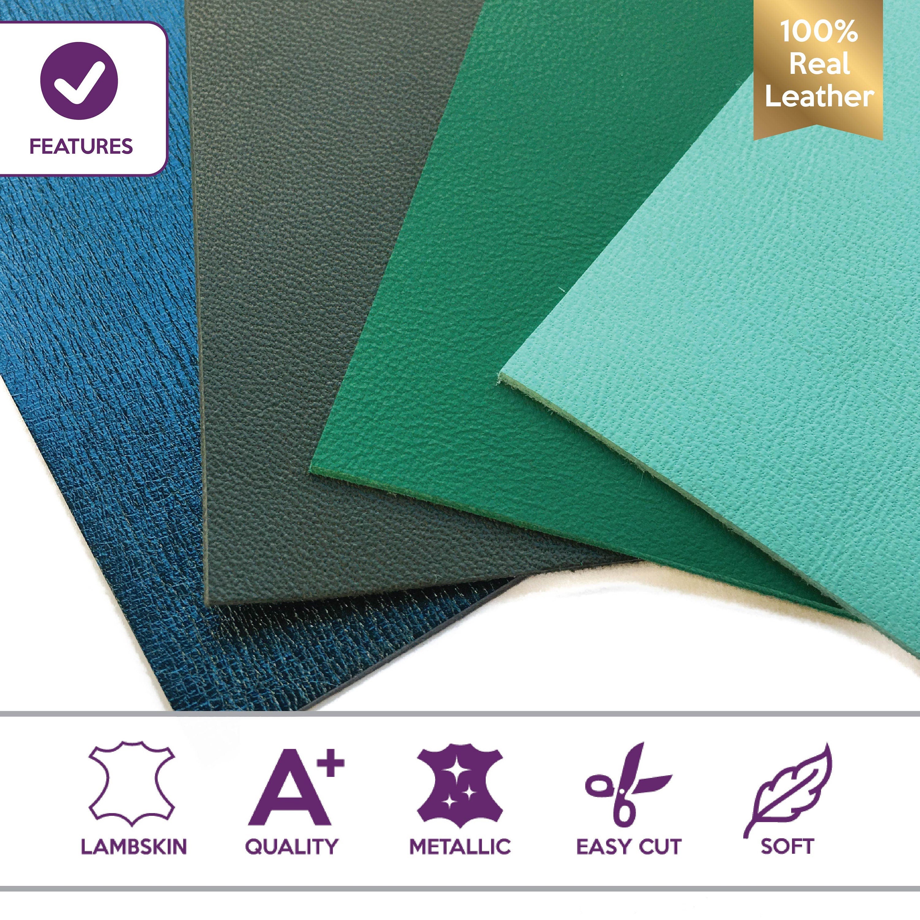 Various Green Shades 5x5in 4 Genuine Leather Pieces