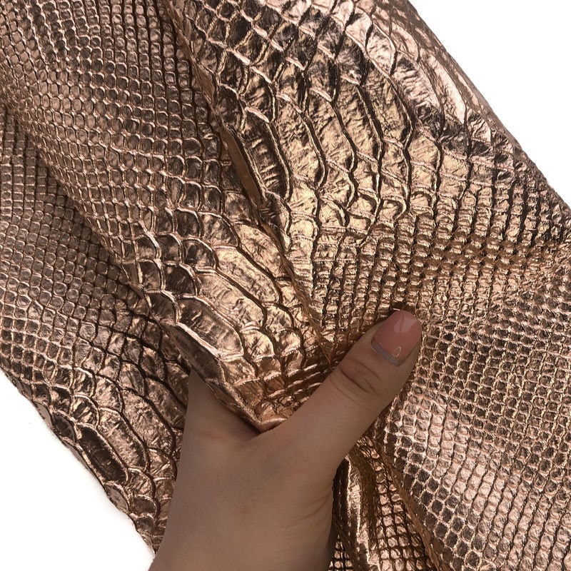 Rose Gold Lambskin With Snake Print 0.7mm/1.75oz ROSE GOLD SNAKE 896