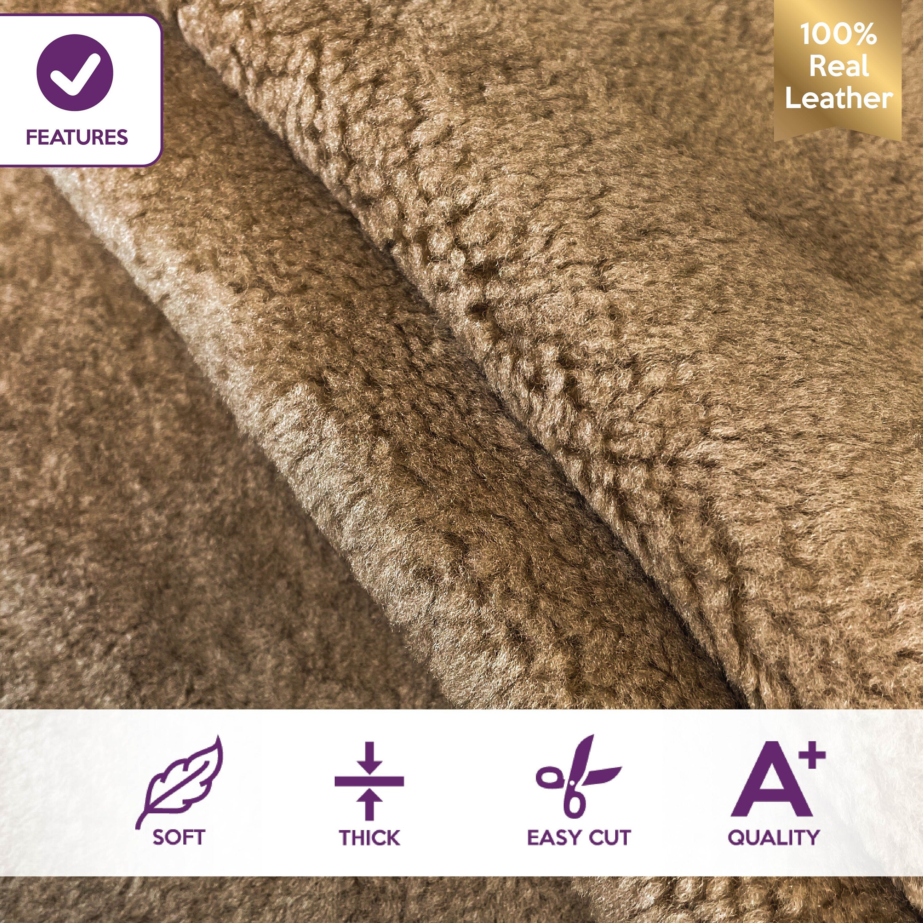 Brown Taupe Lambskin Shearling Warm Double Sided Fur 1.5mm/3.75oz BROWN SHEARLING 1227