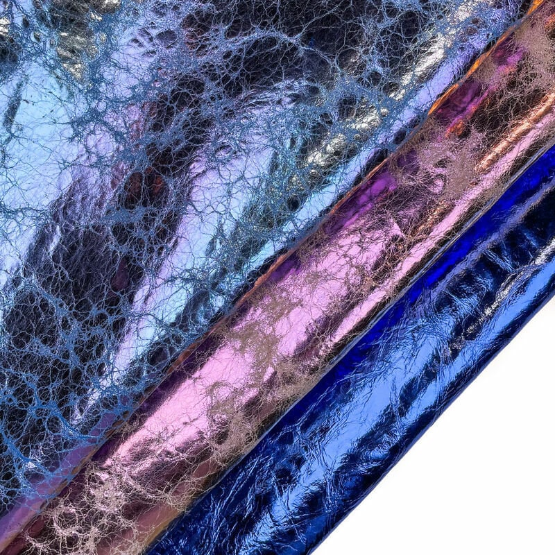 Blue Purple Wrinkled Lambskin  0.6 - 1.7mm / CRUNCHY GALAXY MIX 1375
