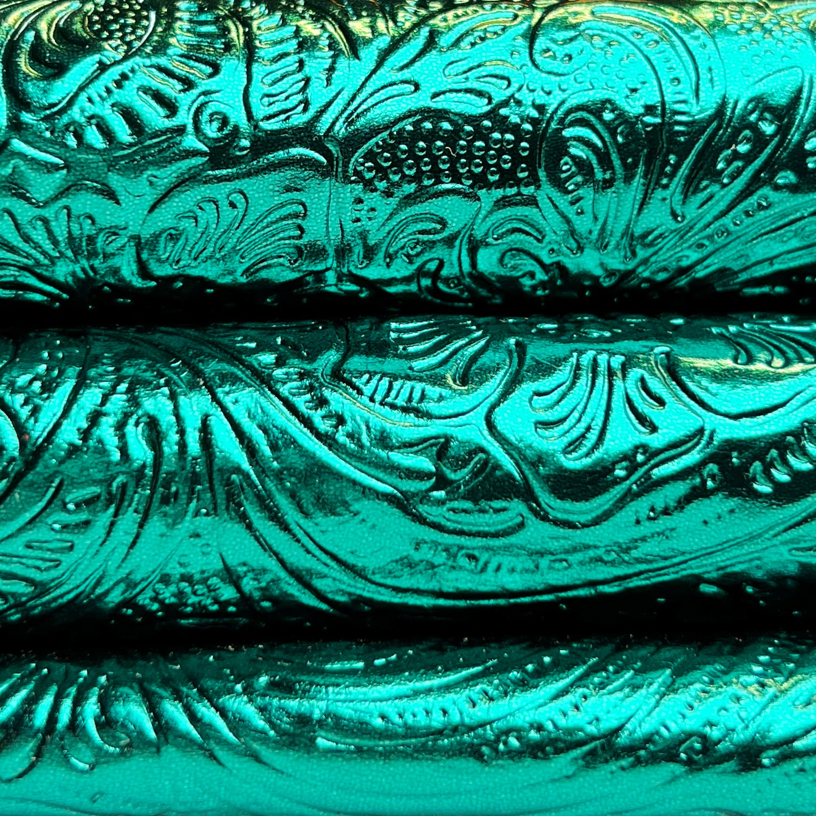 Emerald Green Metallic Lambskin With Flower Print  EMERALD FLOWERS 1466 0.7mm/1.75oz