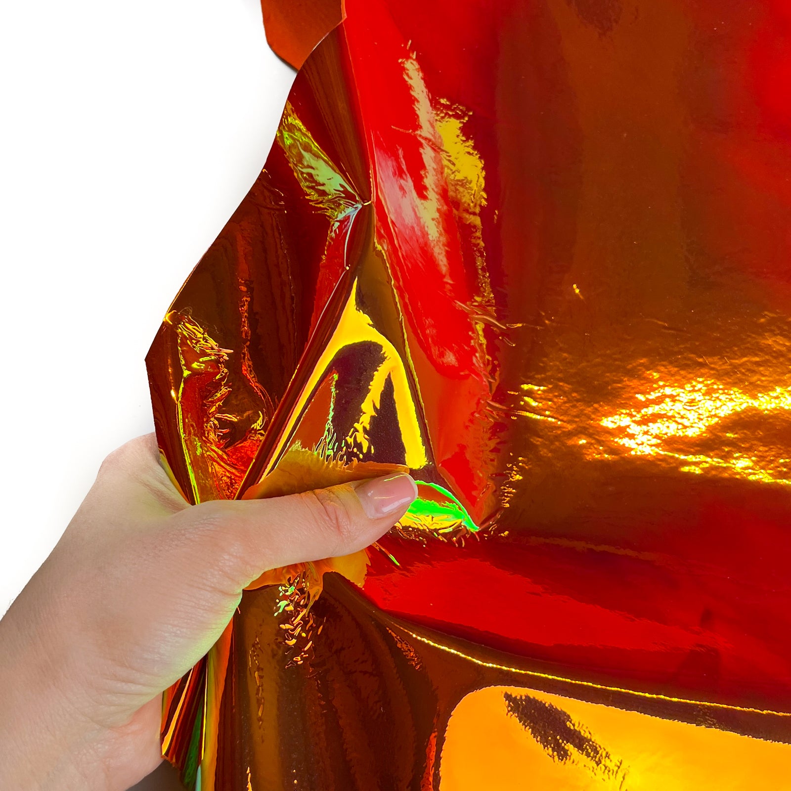 Bright Orange Holographic Lambskin 0.9-1mm/2.25-1.5oz ORANGE HOLO 1513