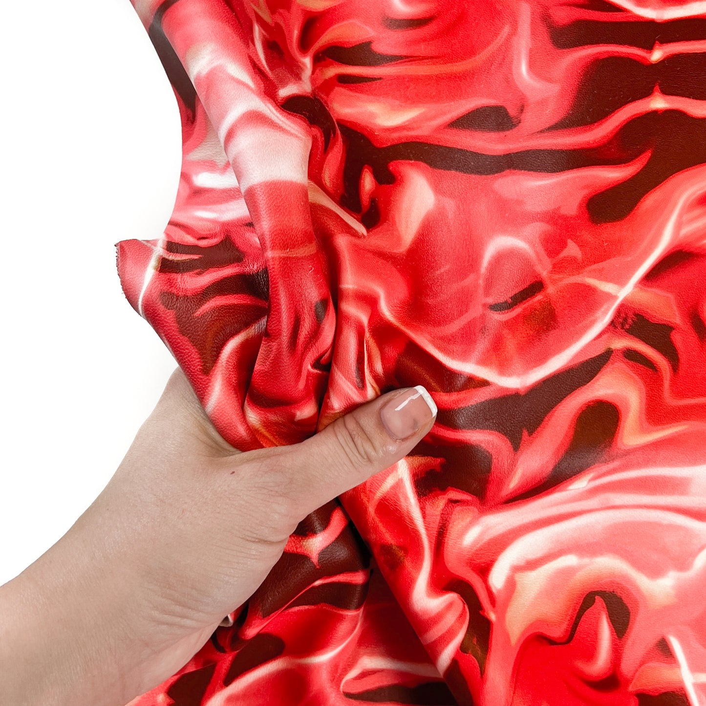 Red Abstract Tie Dye Rose Lambskin With Print Thick 1.1mm/2.75oz / 1452