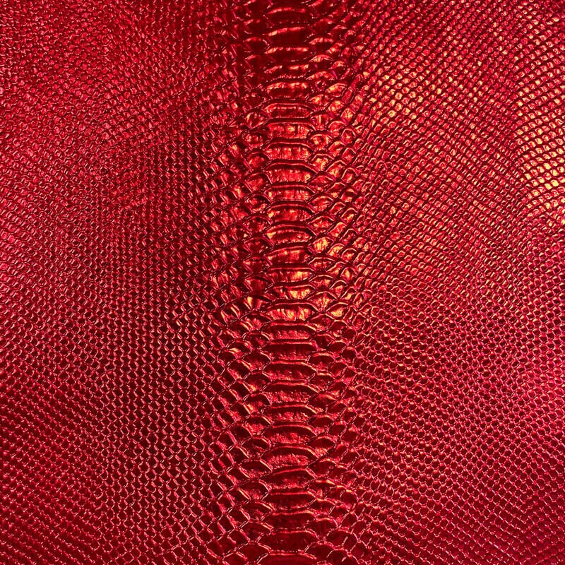 Red Metallic Lambskin Hides With Snake Print 0.7mm/1.75oz / RUBY SNAKE 1182