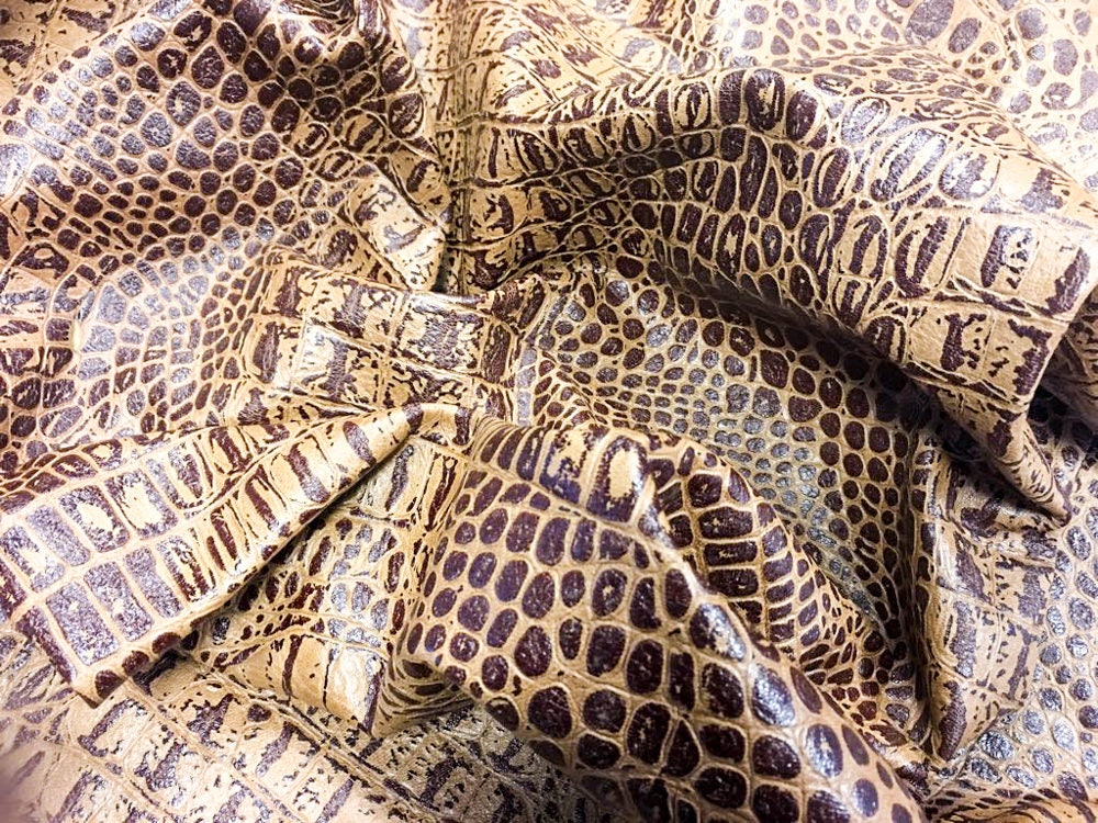 Crocodile Print Lambskin Leather 0.8mm/2oz / APPLE CINAMON CROCODILE 467