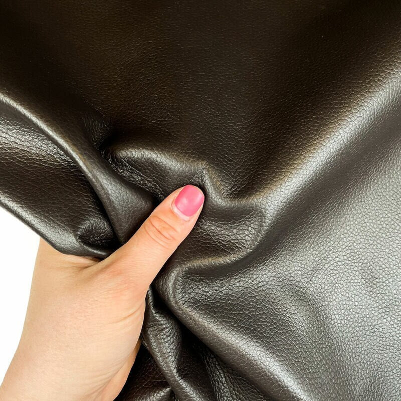 Dark Brown Lambskin Leather Pebbled Print 0.7mm/1.75oz COFFE BEAN 1160