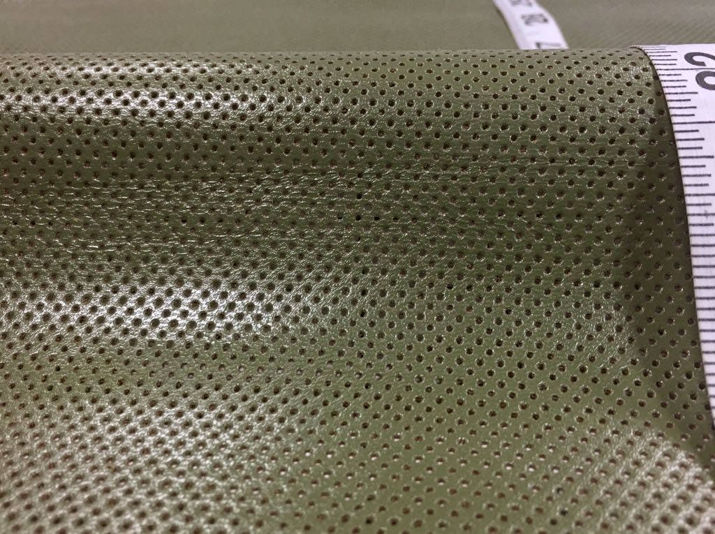 Khaki Green Perforated Print Lambskin 0.9mm/2.25oz / OLIVE GREEN 208