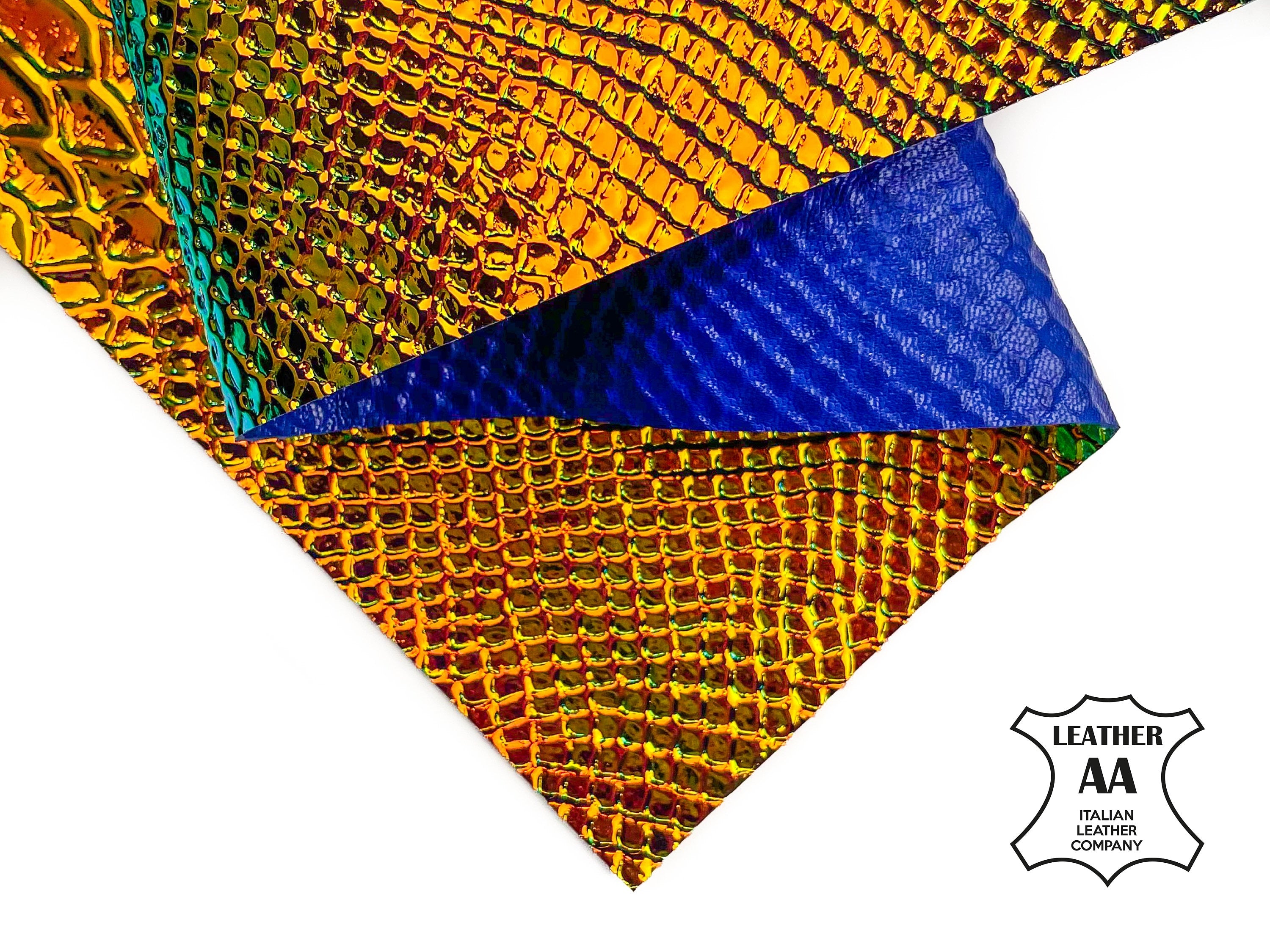 Dark Holographic Metallic Leather Sheets 0.6-0.9mm/1.5-2.25oz / DARK HOLO SNAKE 1378