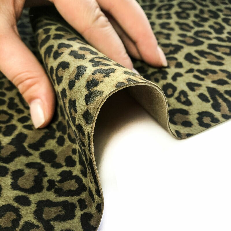 Khaki Leopard Print Lambskin 0.8mm/2oz / KHAKI LEOPARD 988