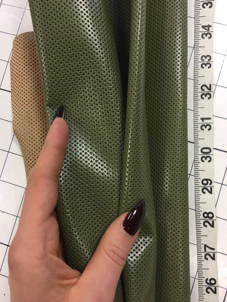 Khaki Green Perforated Print Lambskin 0.9mm/2.25oz / OLIVE GREEN 208