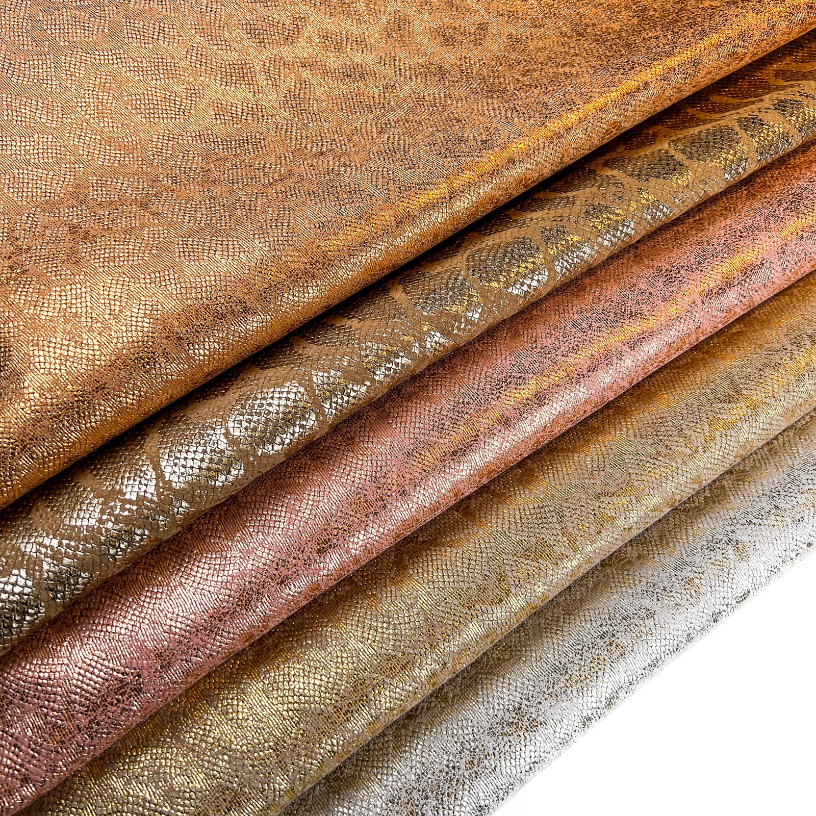 Golden Metallic Snake Print Lambskin 0.9-1.5mm/1.25-4oz GOLDEN SNAKE MIX 1493