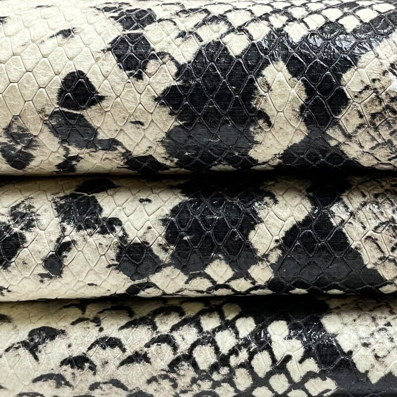 Off-White Cream Realistic Snake Print Lambskin 1.2mm/3oz / CREAM SNAKE 965