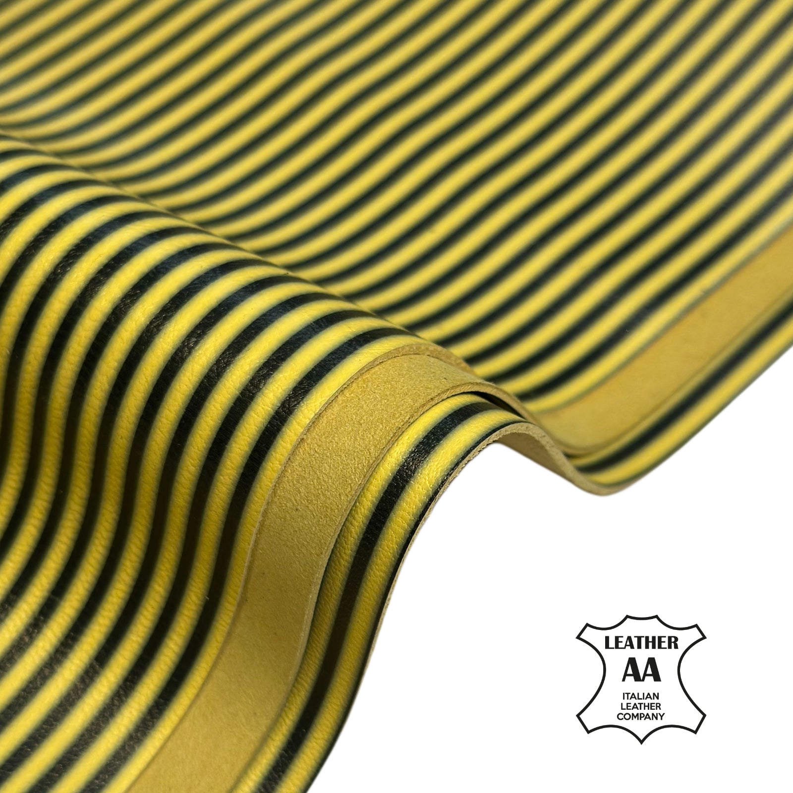 Yellow Black Striped Lambskin Leather Sheet 0.9-1mm//2.25-2.5oz