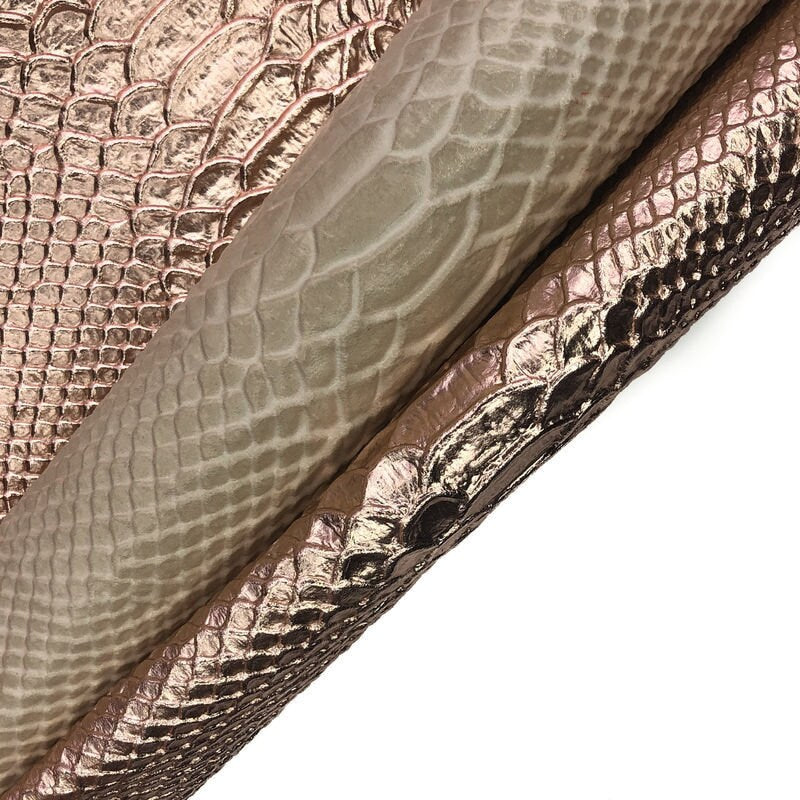 Rose Gold Lambskin With Snake Print 0.7mm/1.75oz ROSE GOLD SNAKE 896