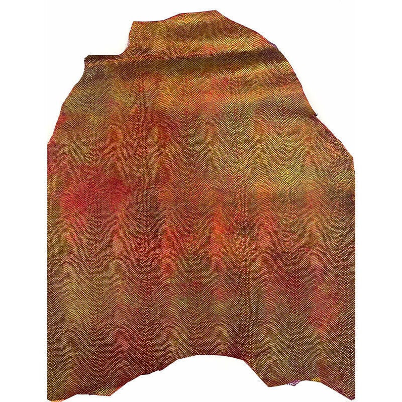 Metallic Red Lambskin With Lizard Print 1mm/2.5oz / RED LIZARD 1238